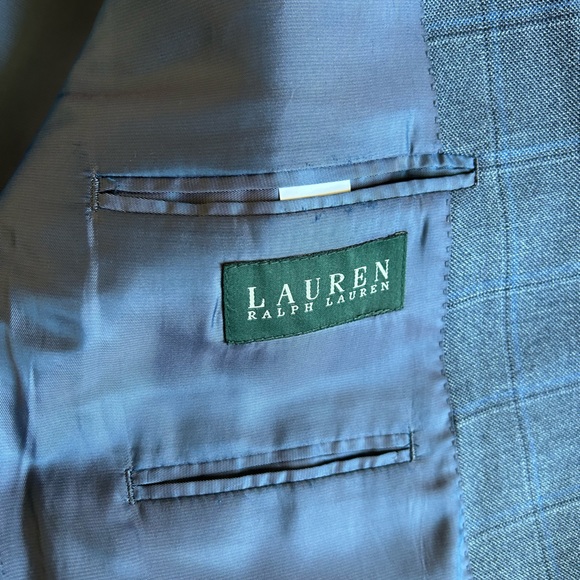 Lauren Ralph Lauren Plaid Blue Silk Wool Blend Sports Coat 44R - Picture 3 of 13